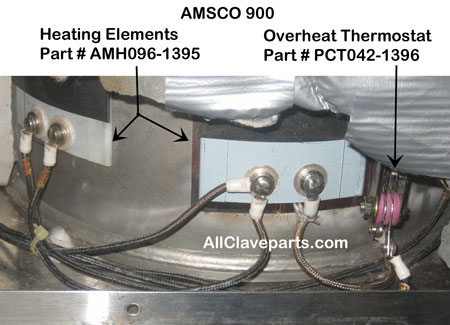 AMSCO 900 Heating Element & Overheat Thermostat Location Photo