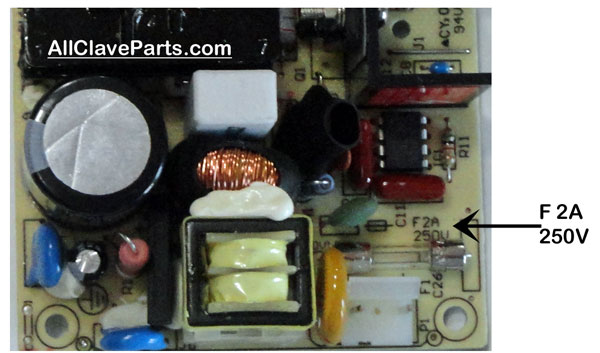 Picture Showing Fuse Rating on Tuttnauer Power Suppy Board