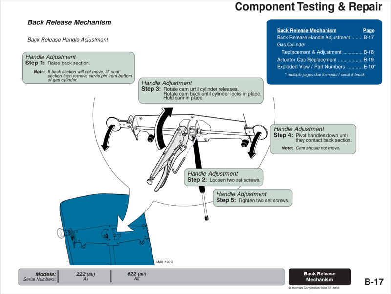 How To Adjust The Back Release Mechanism on an Midmark/Ritter 222 Exam Table