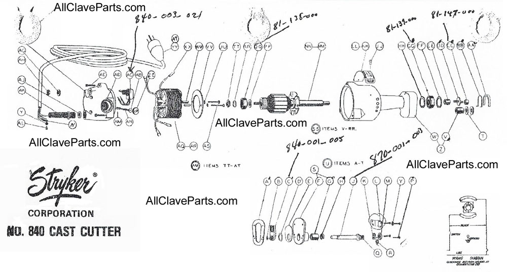 Stryker 840 Cast Cutter Exploded View